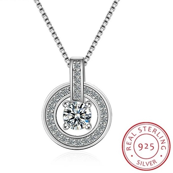 New Simulated Diamonds 925 Sterling Silver Necklace - Picture 6 of 6